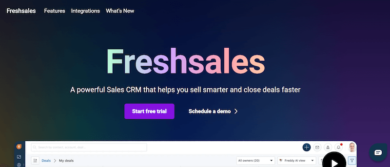 Freshsales main page