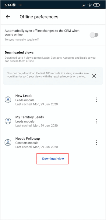 Freshsales mobile app offline