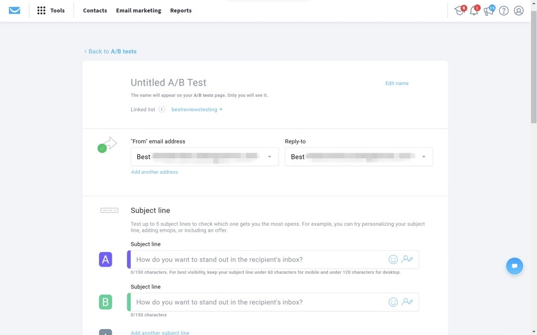 GetResponse a/b testing