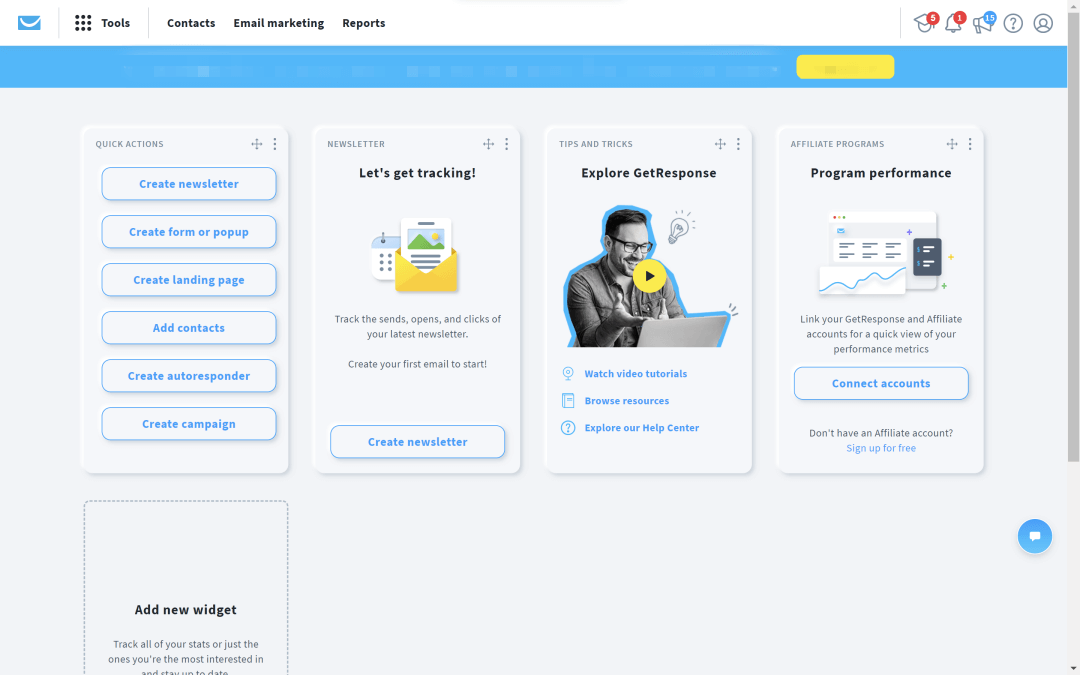 GetResponse dashboard