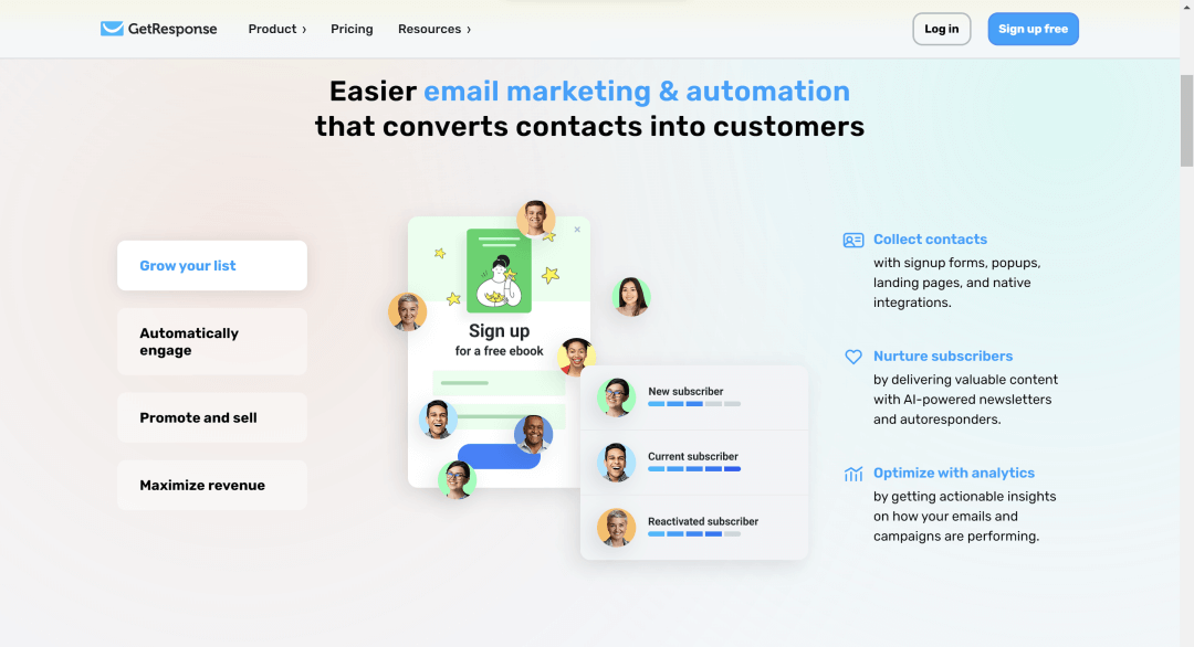 GetResponse main page