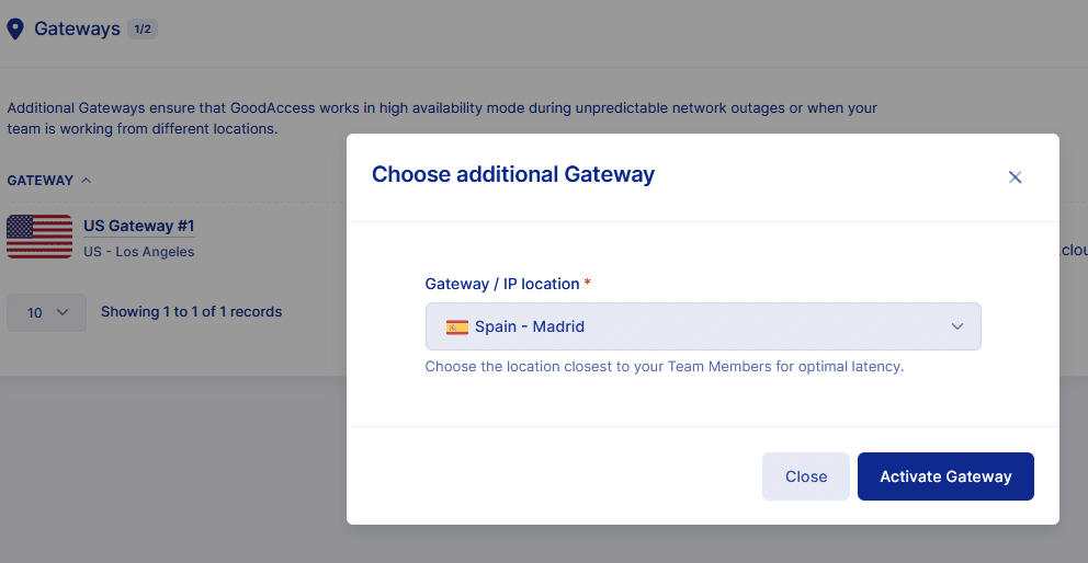 GoodAccess server add gateways