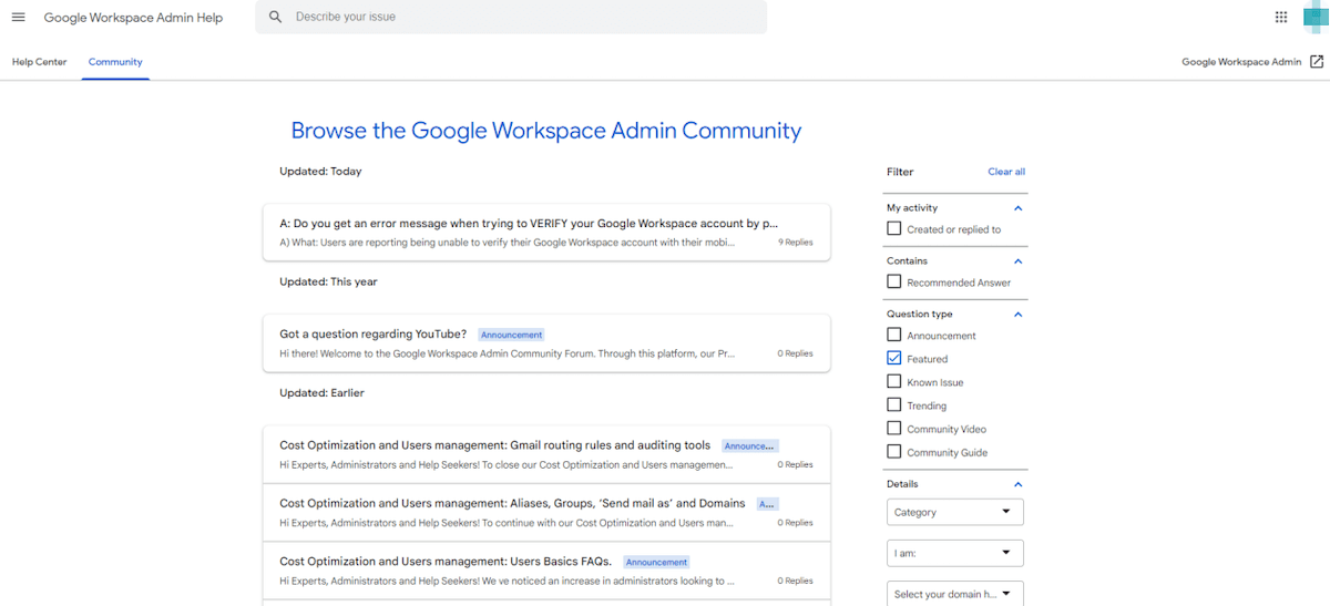 Google Workspace admin community