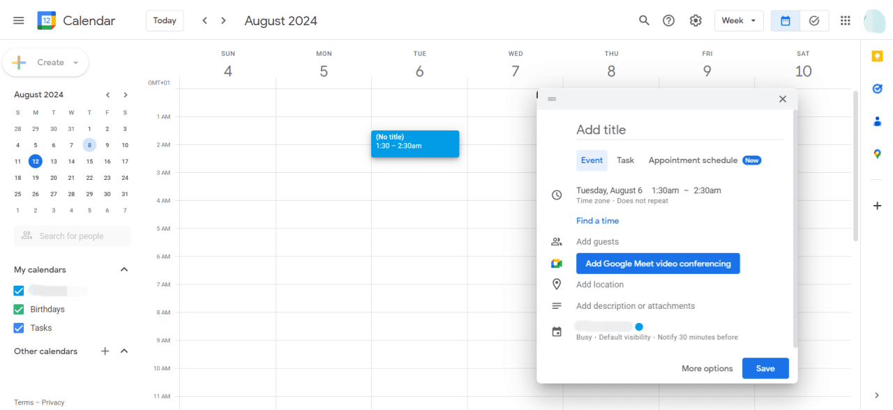 Google Workspace calendar