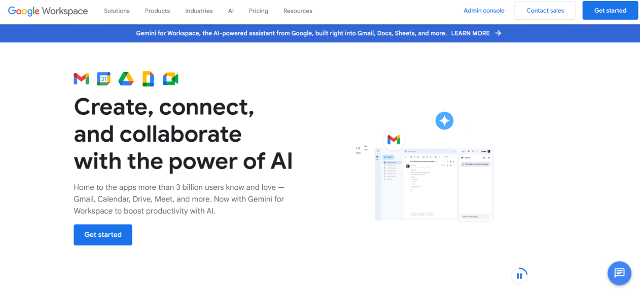 Google Workspace homepage
