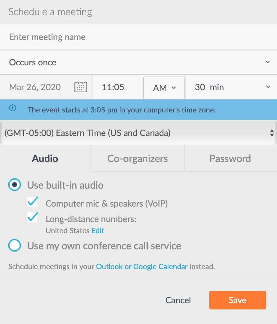 GotoMeeting scheduling a meeting