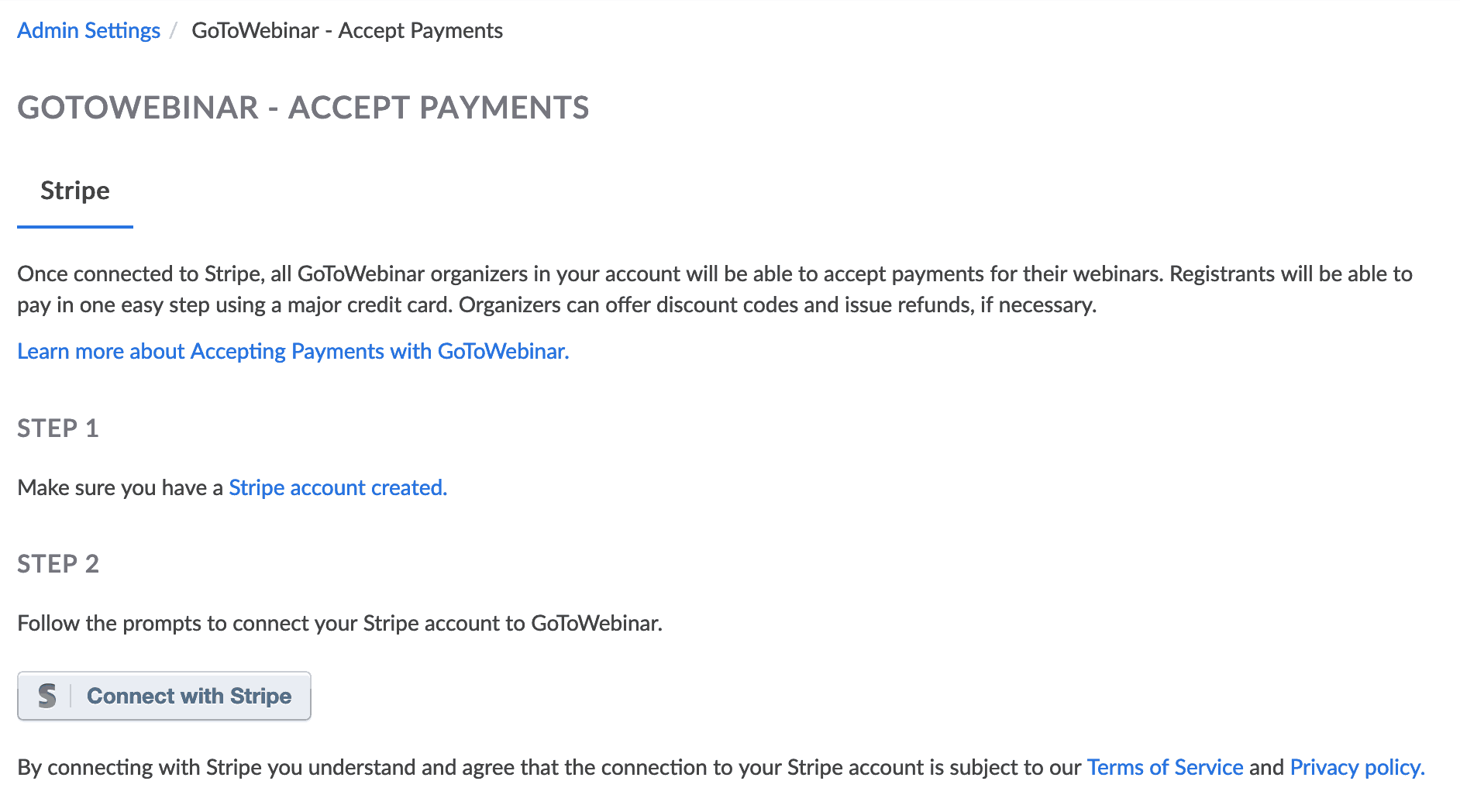 GoToWebinar stripe payments