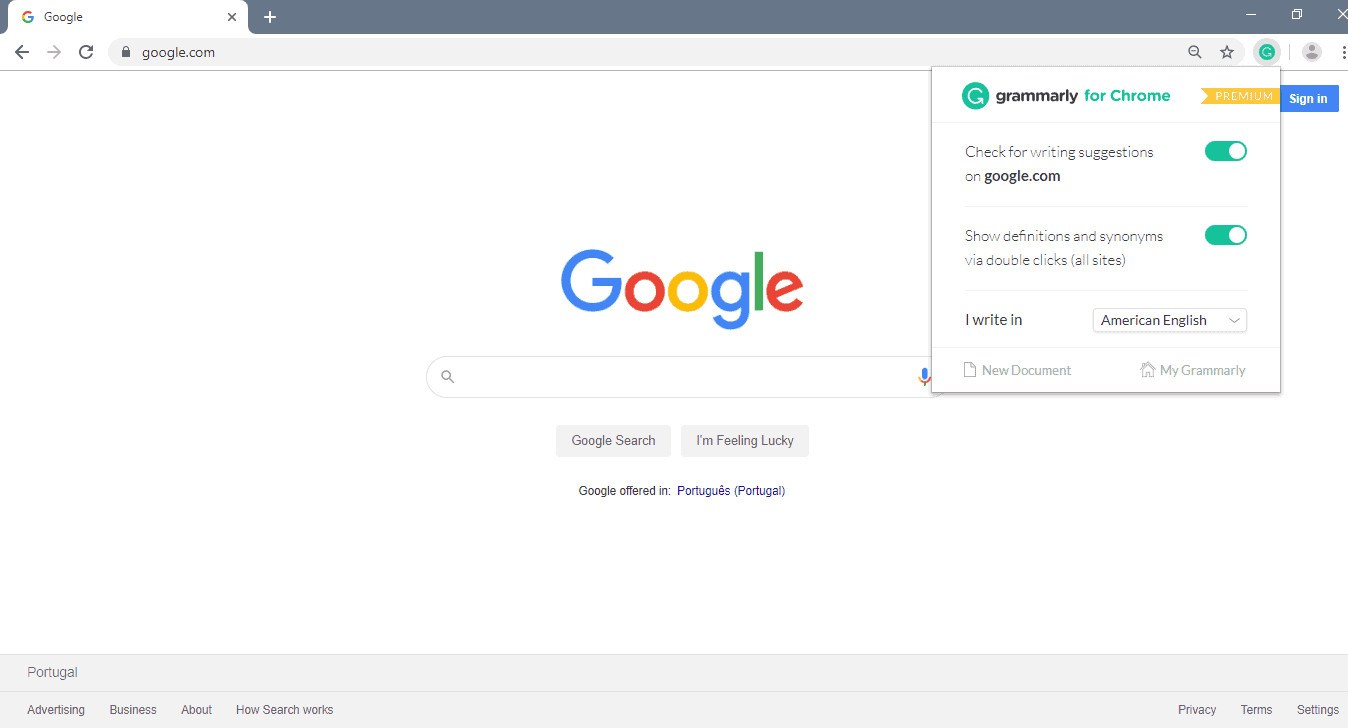 Grammarly browser extension