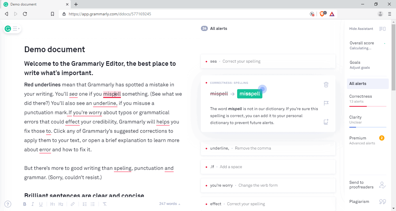 Grammarly online editor