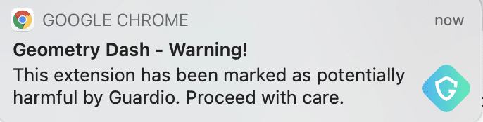 Guardio malicious extension warning