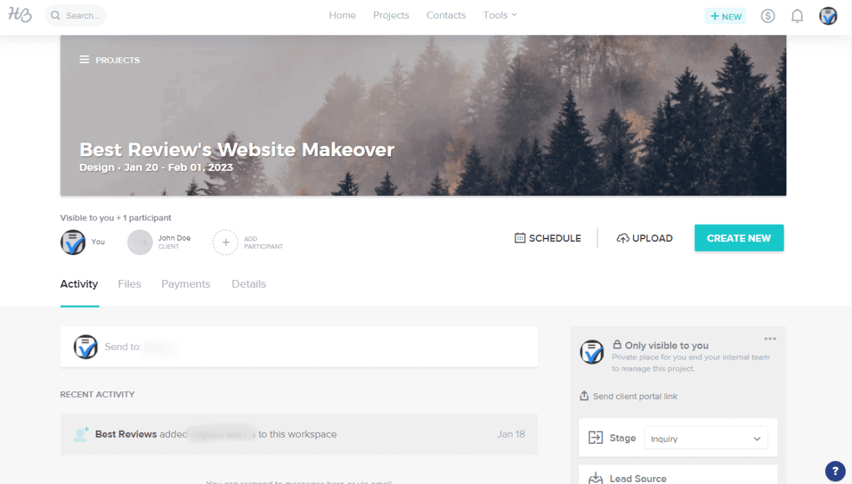 HoneyBook project page