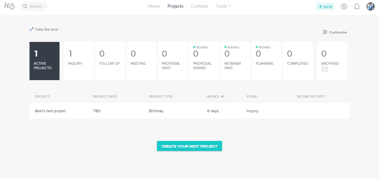 HoneyBook project pipeline