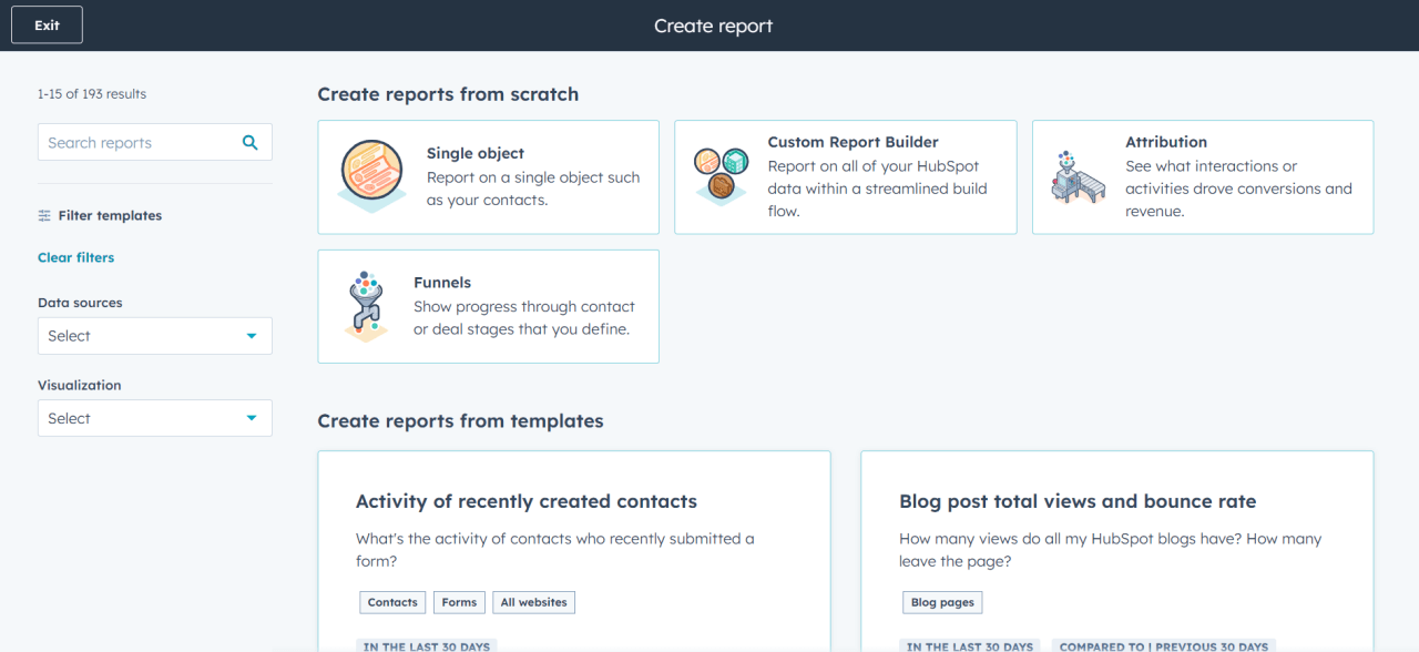 HubSpot create report