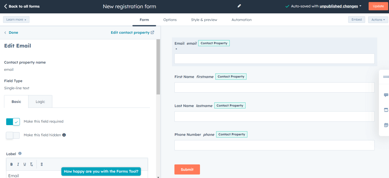 HubSpot forms