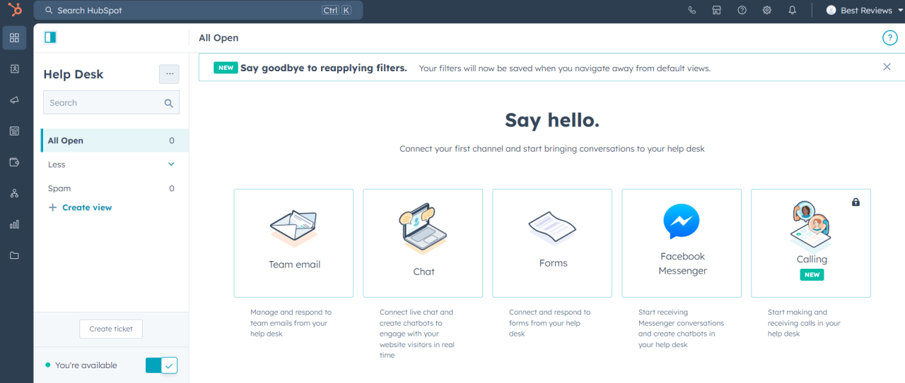 Help desk in HubSpot