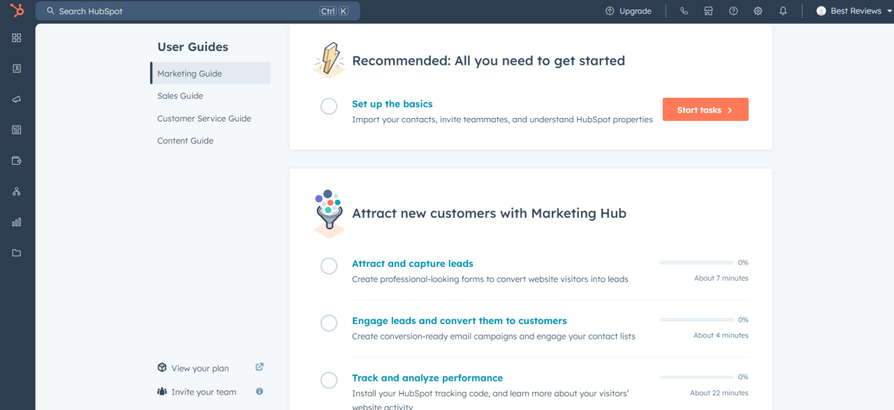 HubSpot interface