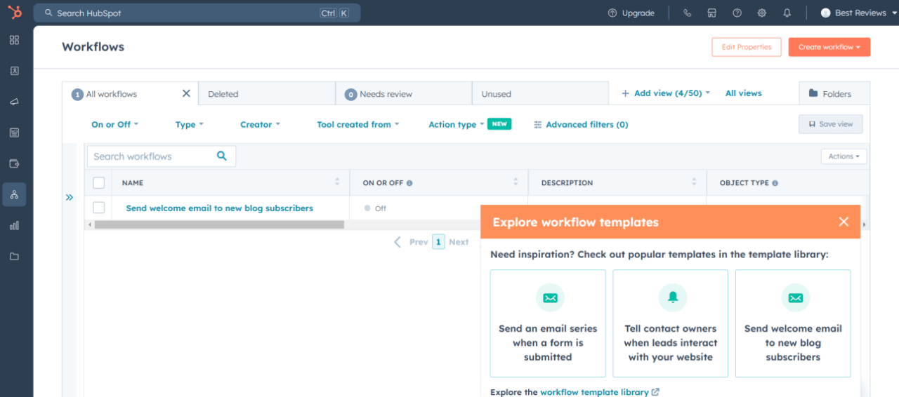HubSpot workflow automation