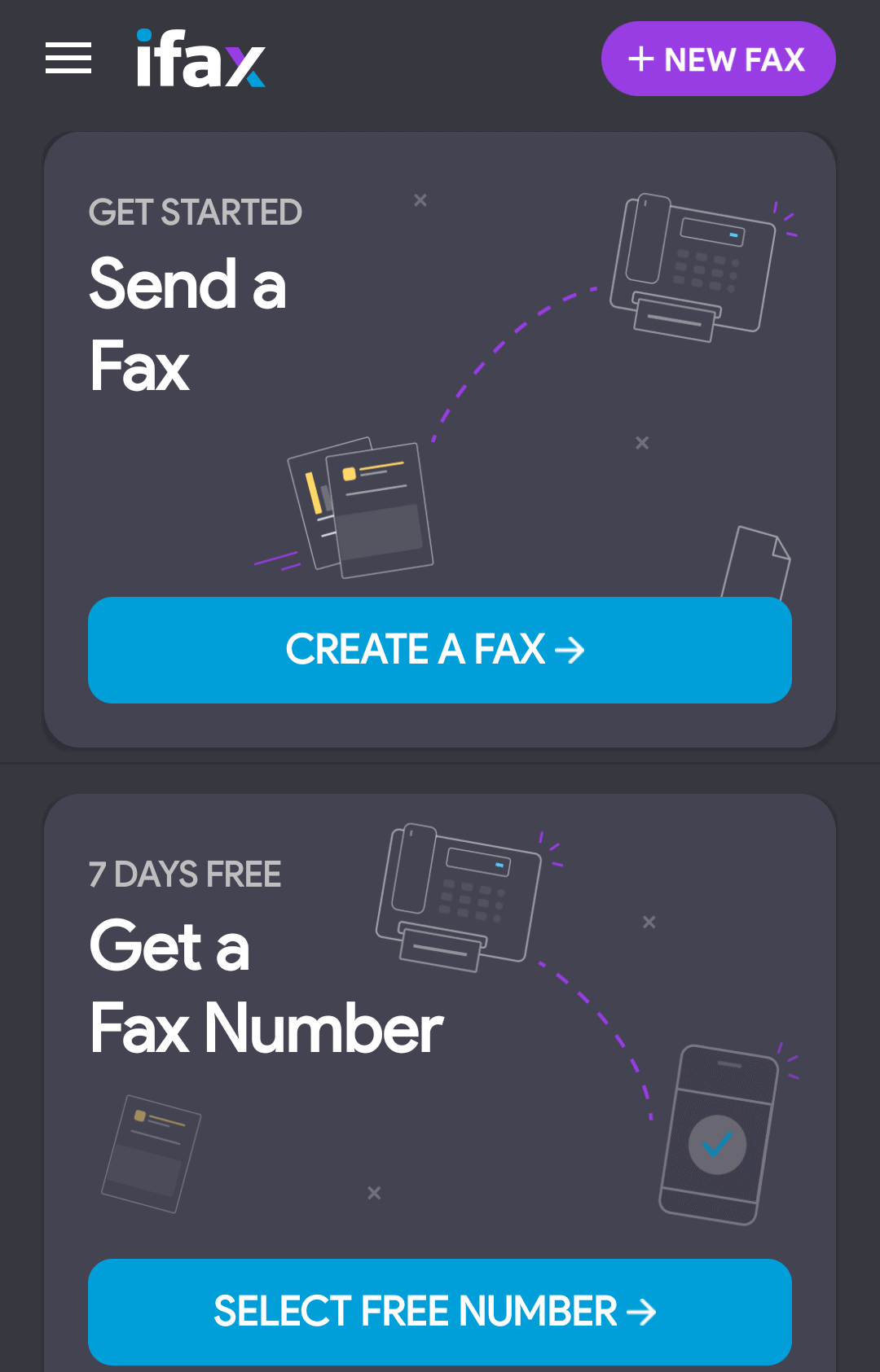 iFax Android dashboard