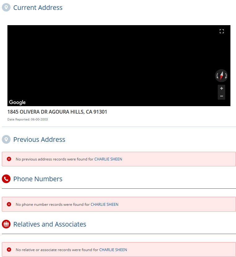 InfoTracer adress lookup results