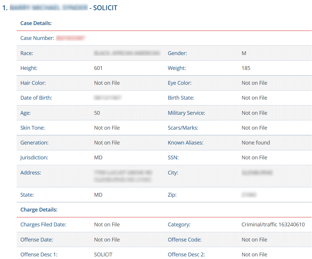 InfoTracer criminal record