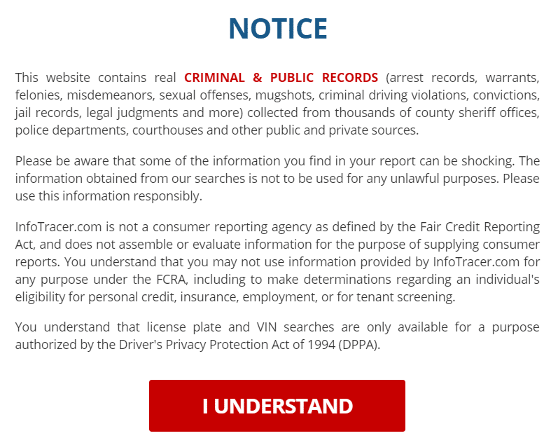 InfoTracer data gathering notice