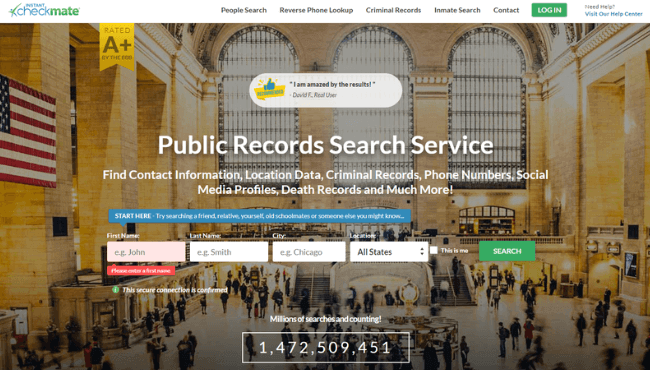 Instant Checkmate homepage