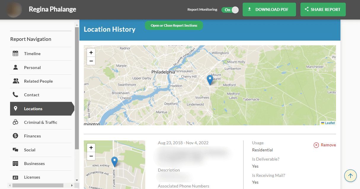 Instant checkmate person report