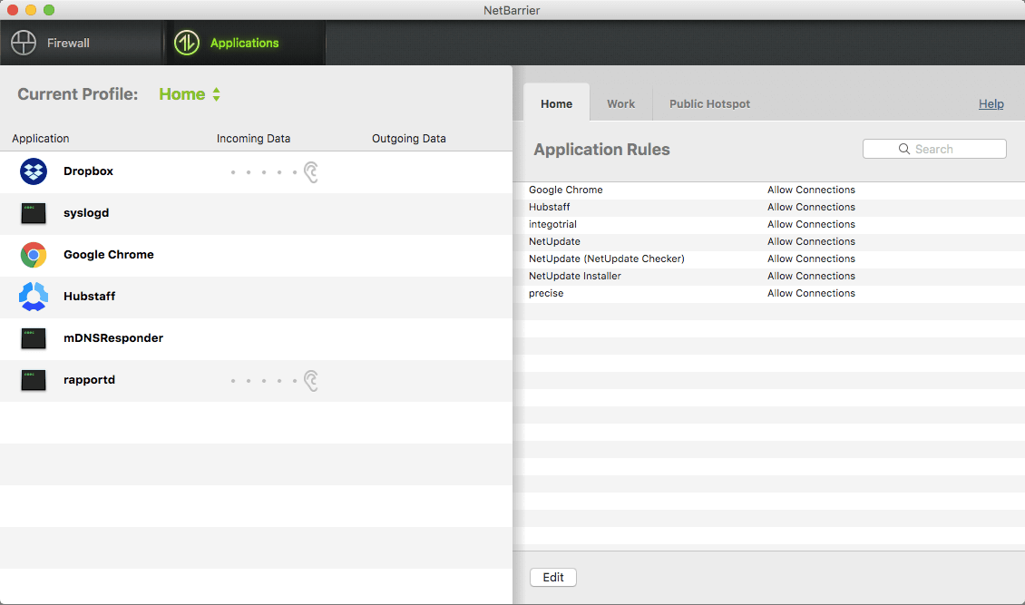 Apps with permission in Intego NetBarrier