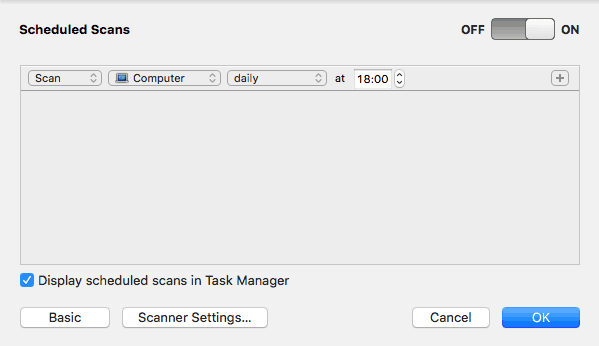 VirusBarrier's scan scheduler