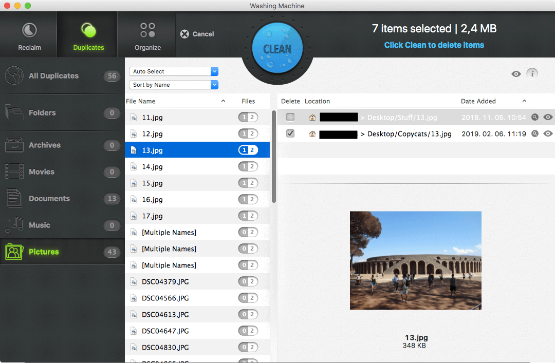 Washing machine duplicate finder