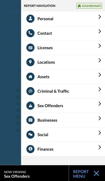Intelius on mobile device browser