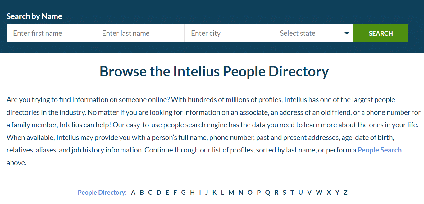 Intelius people directory