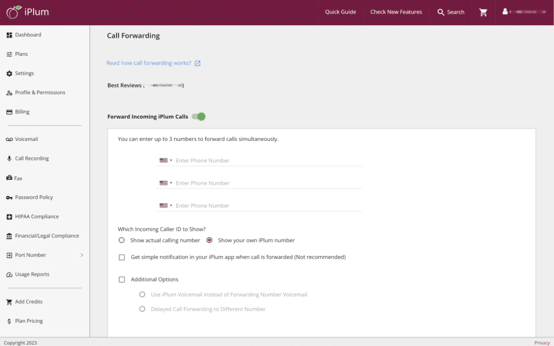 Setting up call forwarding