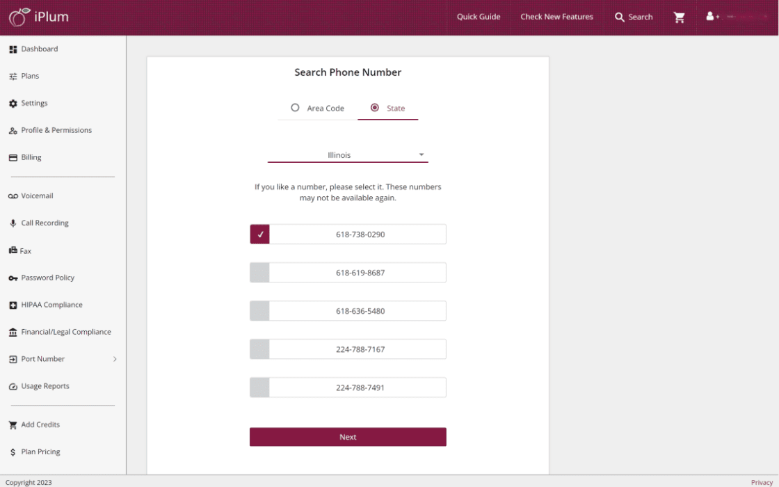 Changing an iPlum number