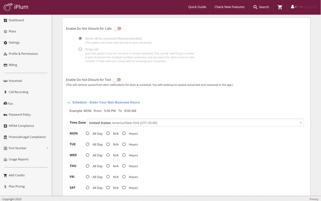 Setting do not disturb hours