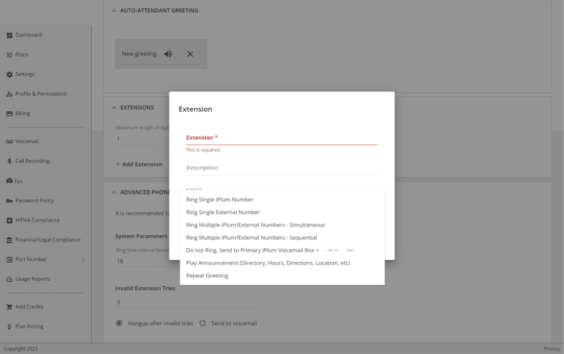 Setting up an extension