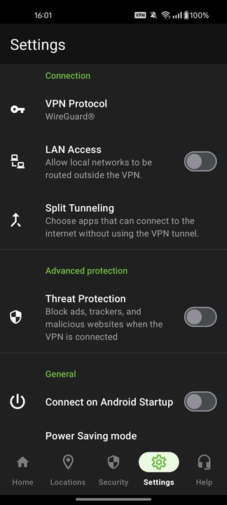 IPVanish android settings