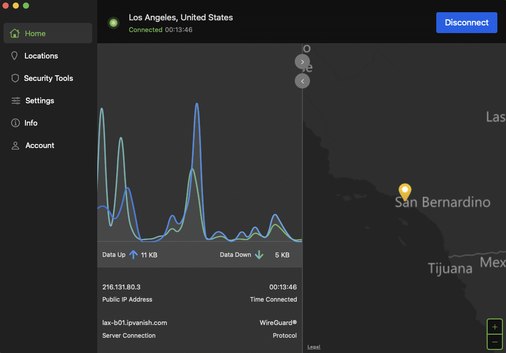 IPvanish connected interface
