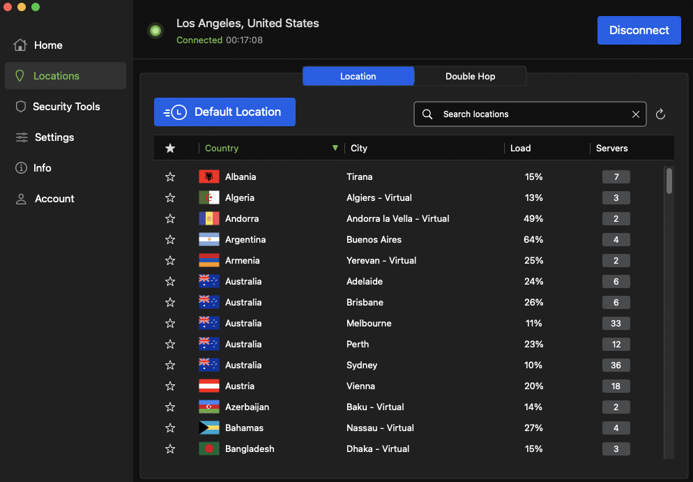 IPVanish server list Mac