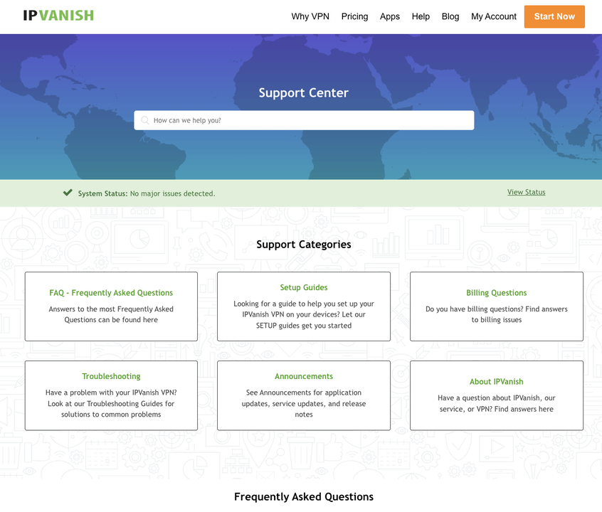 IPvanish support page
