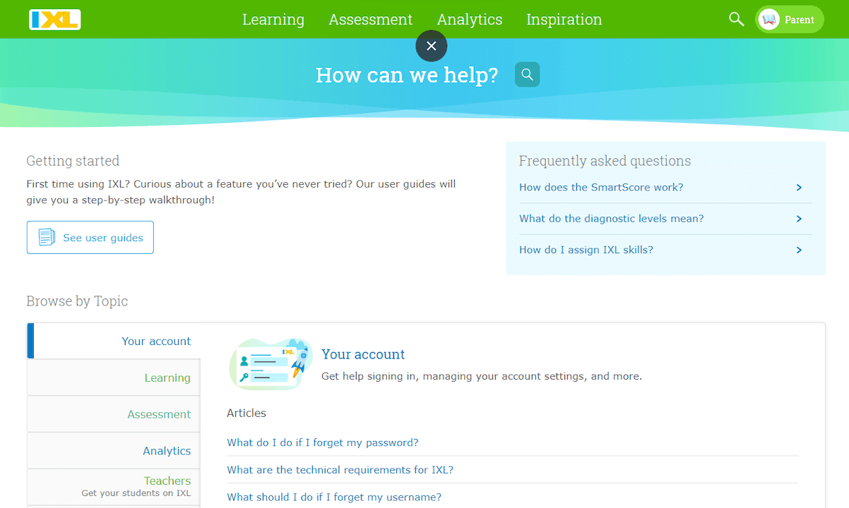 IXL help center
