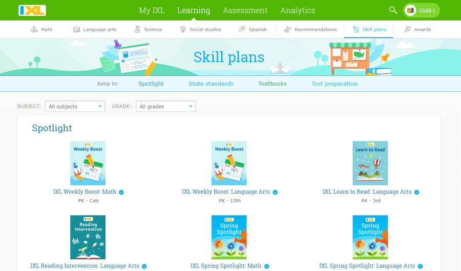 IXL skill plans