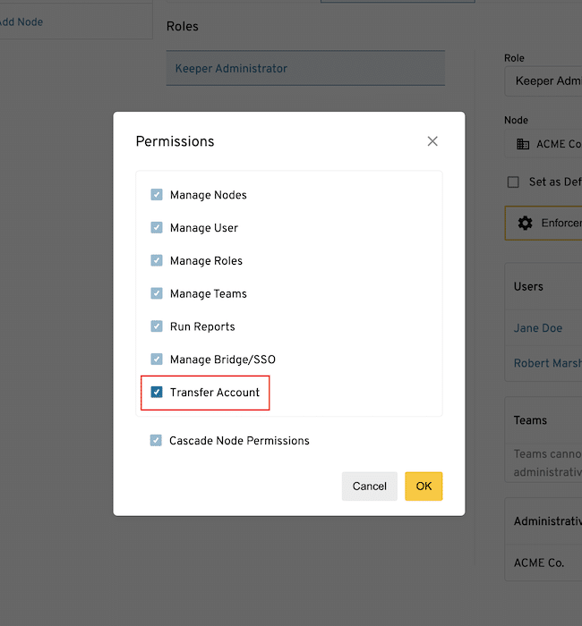 Keeper Business roles