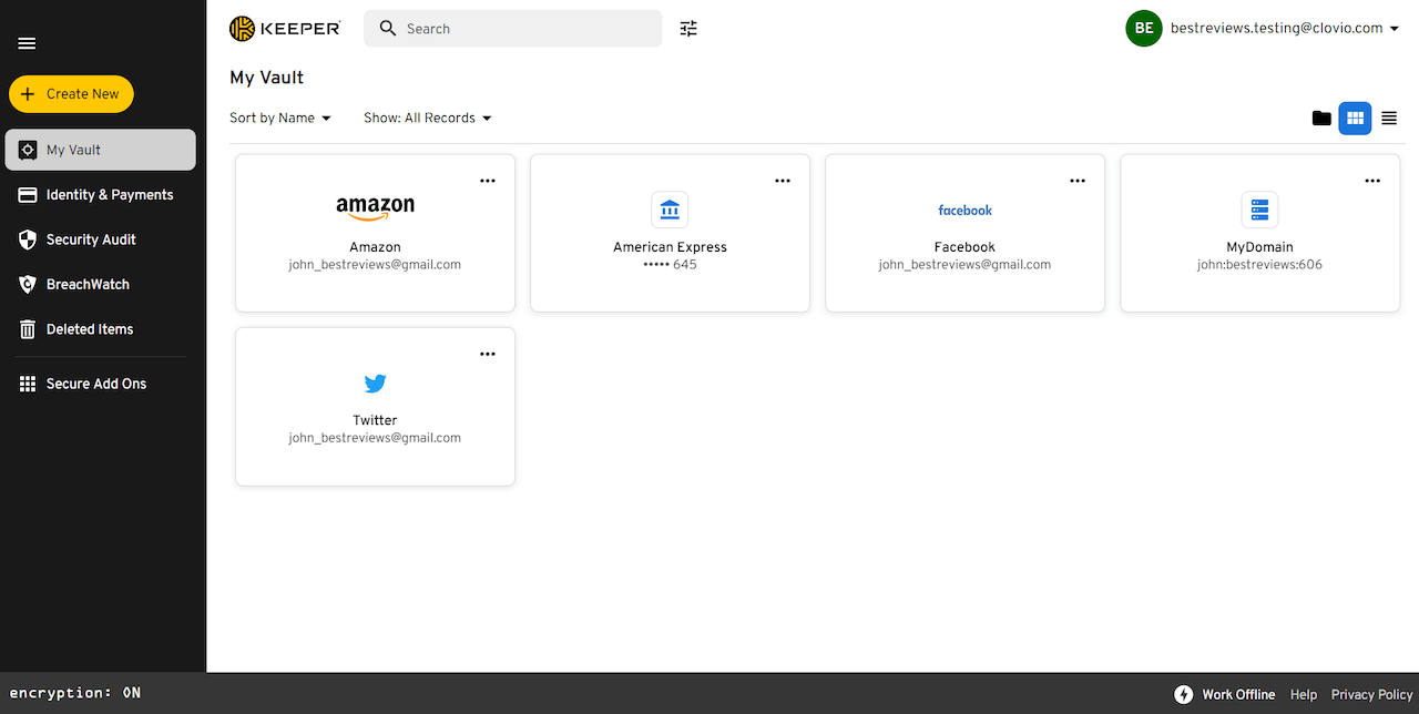 Keeper desktop app interface
