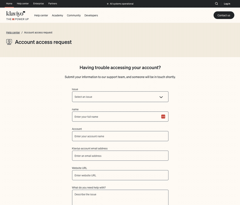Klaviyo contact form