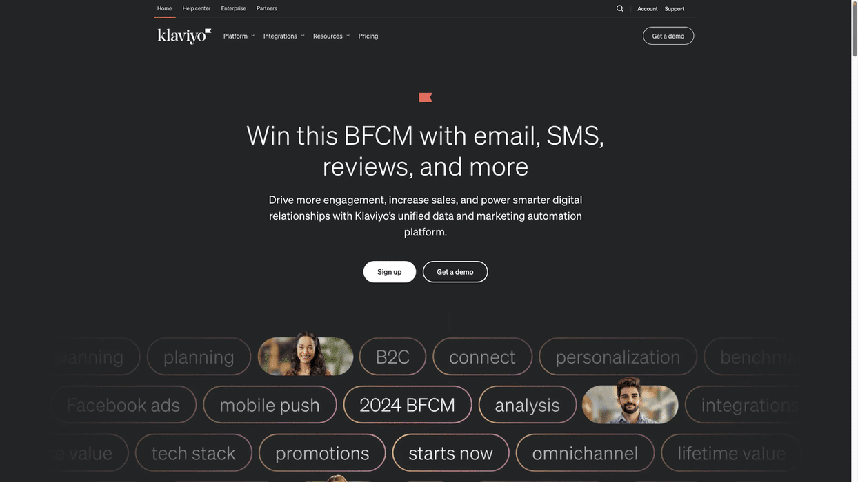 Klaviyo homepage