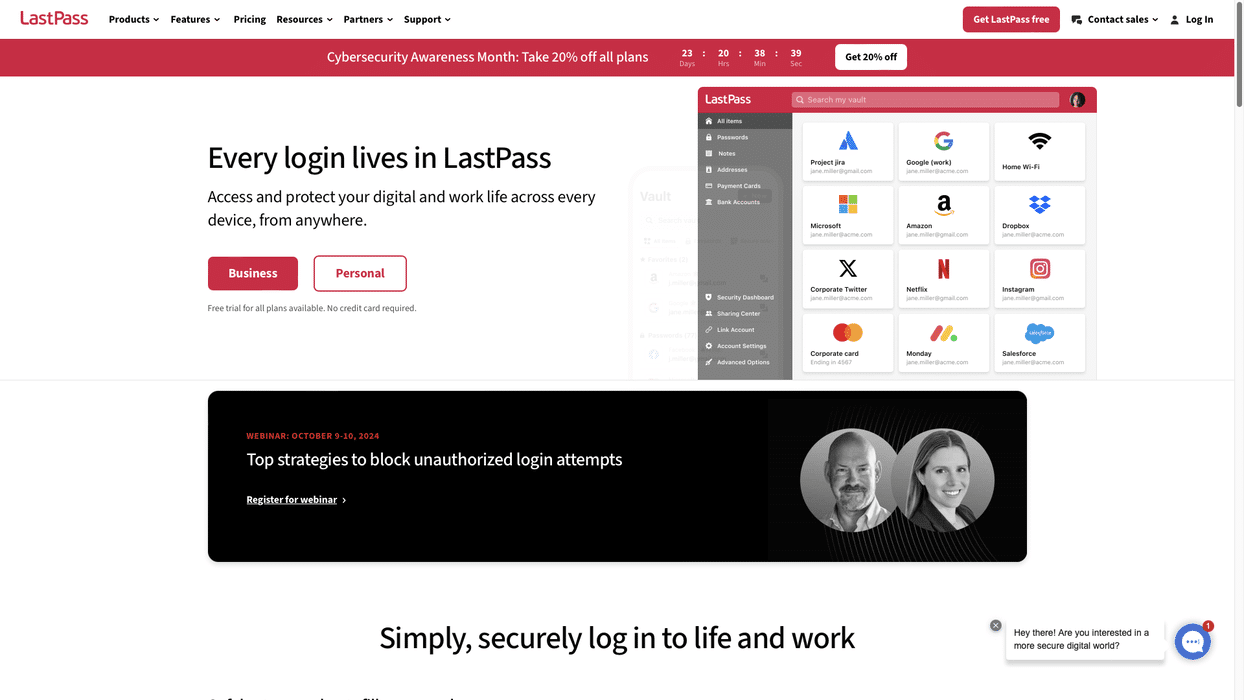 LastPass homepage