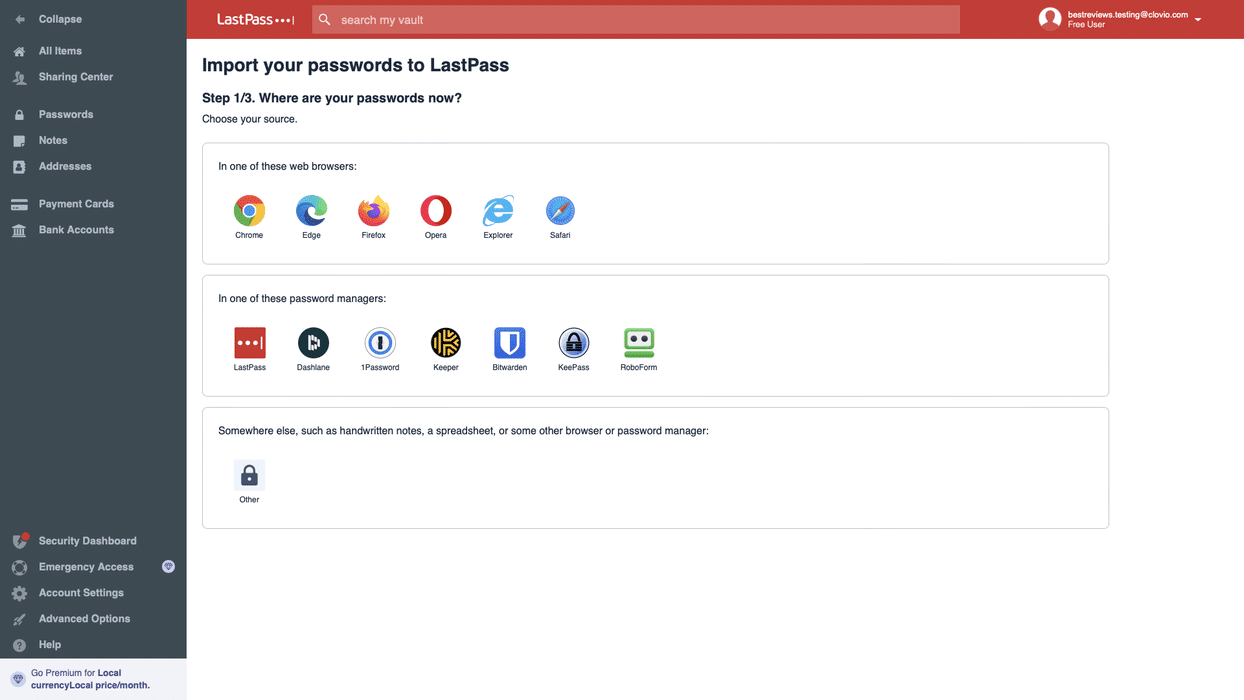 LastPass import