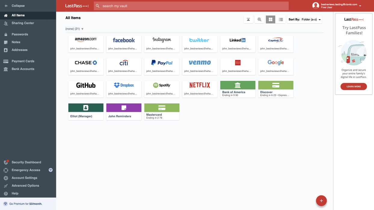 LastPass interface