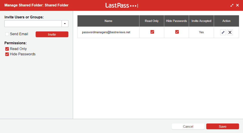 Lastpass Shared Folder Management